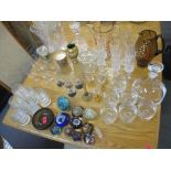 A collection of glass and crystal to include a Dartington decanter, Whitefriars pin dish,