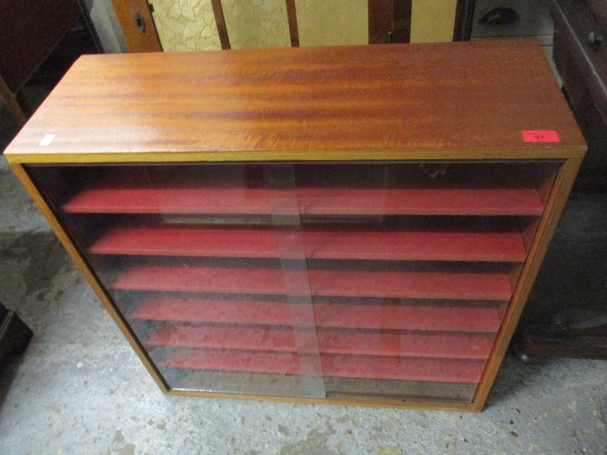A Victorian mahogany cabinet top, twin glazed doors with a shelf and pigeon ole interior over two - Image 2 of 2