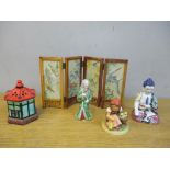 A group of Oriental ceramics to include a Japanese porcelain figurine, along with a Chinese table