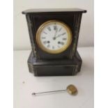 A slate and marble mantel clock Location: 6.6
