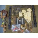 Mixed treen to include carved oak panels, Welsh spoons and a cuckoo clock Location: RWB
