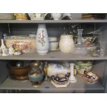 A mixed lot of ceramics to include jugs, vase, dishes and other items to include a silver plate