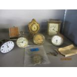 A group of clocks to include a Jaeger LeCoultre 8-day Swiss travelling alarm clock, a Hamburg