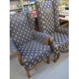 Two early/mid 20th century upholstered armchairs Location: SL