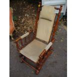 A late 19th century walnut American rocking chair