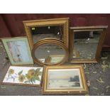 A mixed lot of pictures and mirrors to include a late 19th/early 20th century oil painting depicting