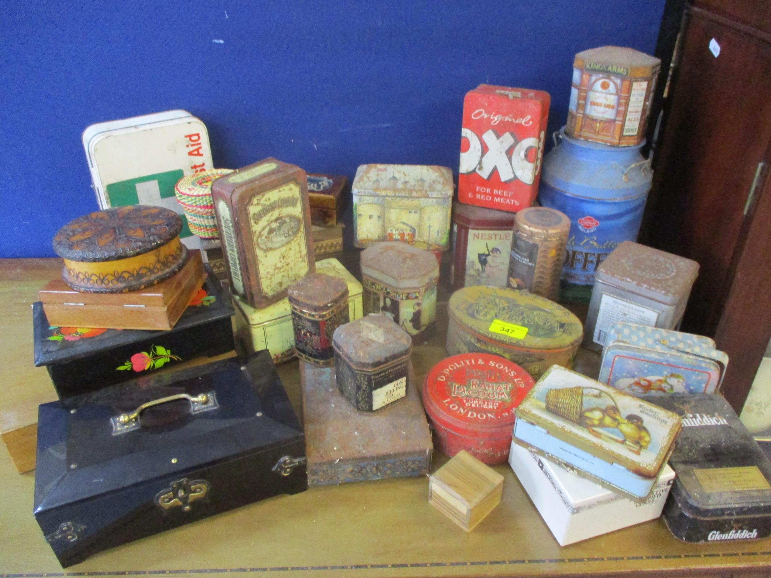 Vintage tins and decorative boxes together with vintage bottles Location: SR - Image 2 of 5
