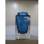 Whitefriars Kingfisher blue Greek key pattern vase