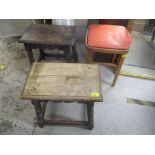 Two 20th century oak joint stool A/F and a retro stool