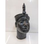 A 20th century Benin bronze head sculpture, 45cm high Location: G