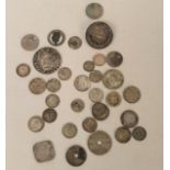 Mixed 19th/20th century coinage to include a 1838 silver 2 pence, an 1913 Egyptian silver 10 Qirsh