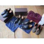 Four pairs of gents leather shoes to include two pairs of Church's black hi-shine lace up shoes,