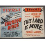 Two Tivoli in the Strand Lobby cinematic posters for Thunderbirds in Technicolour and This Land is