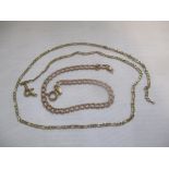 A 9ct gold belchor link bracelet and a fine chain, 7.7g