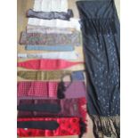 A quantity of gents evening scarves and ties to include bow-ties, cumberlands, an Yves Saint Laurent
