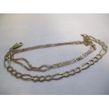 A 9ct gold curb link bracelet and a fine necklace, 9.75g