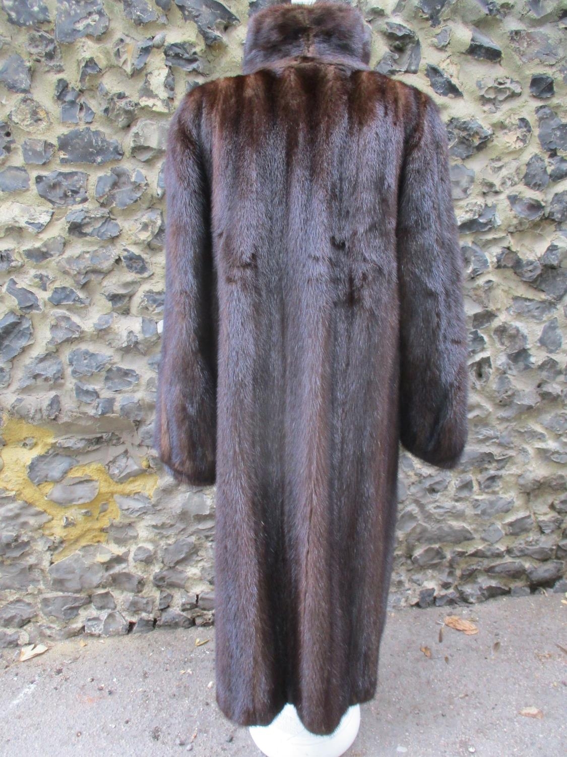 A vintage full length brown mink coat having a shawl collar, 38/40" chest x 47" long Condition: - Image 3 of 8