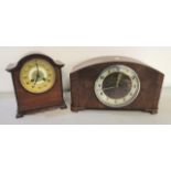 A pair of mahogany mantel clocks to include Medaille d'argent clock having chaptered Roman