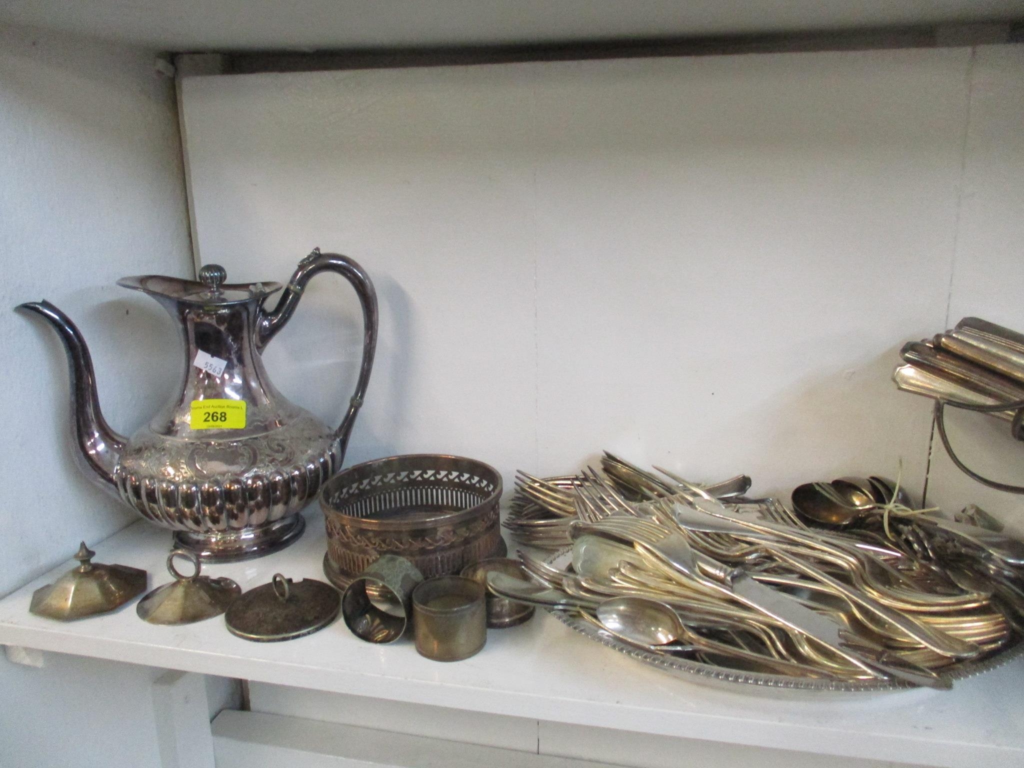 A quantity of silver plate to include a three piece tea set, and cutlery - Image 2 of 2