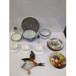 Ceramics and glassware to include a large Beswick wall mounted flying duck 596/0, Spode plates,
