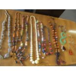Vintage bead necklaces to include Murano and Czechoslovakian glass examples together with a pair