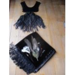 A Victorian heavily beaded black evening shoulder cape with beaded tassels and silk lining A/F