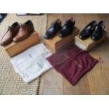 Three pairs of gents Barker leather shoes, size 6.5, to include a pair of black hi-shine Jaques,