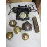 A vintage black cased 164 49 dial telephone with base slide, along with a collection of Victorian