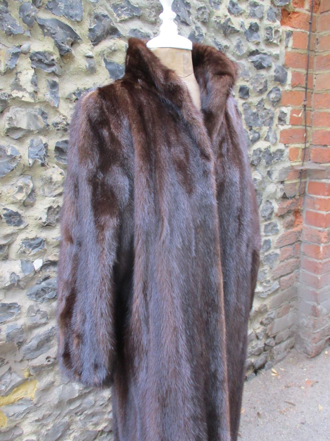 A vintage full length brown mink coat having a shawl collar, 38/40" chest x 47" long Condition: - Image 2 of 8