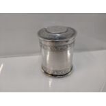 A silver coloured metal cigarette box with a Theresa coin to the lid, 149g Location: Porter