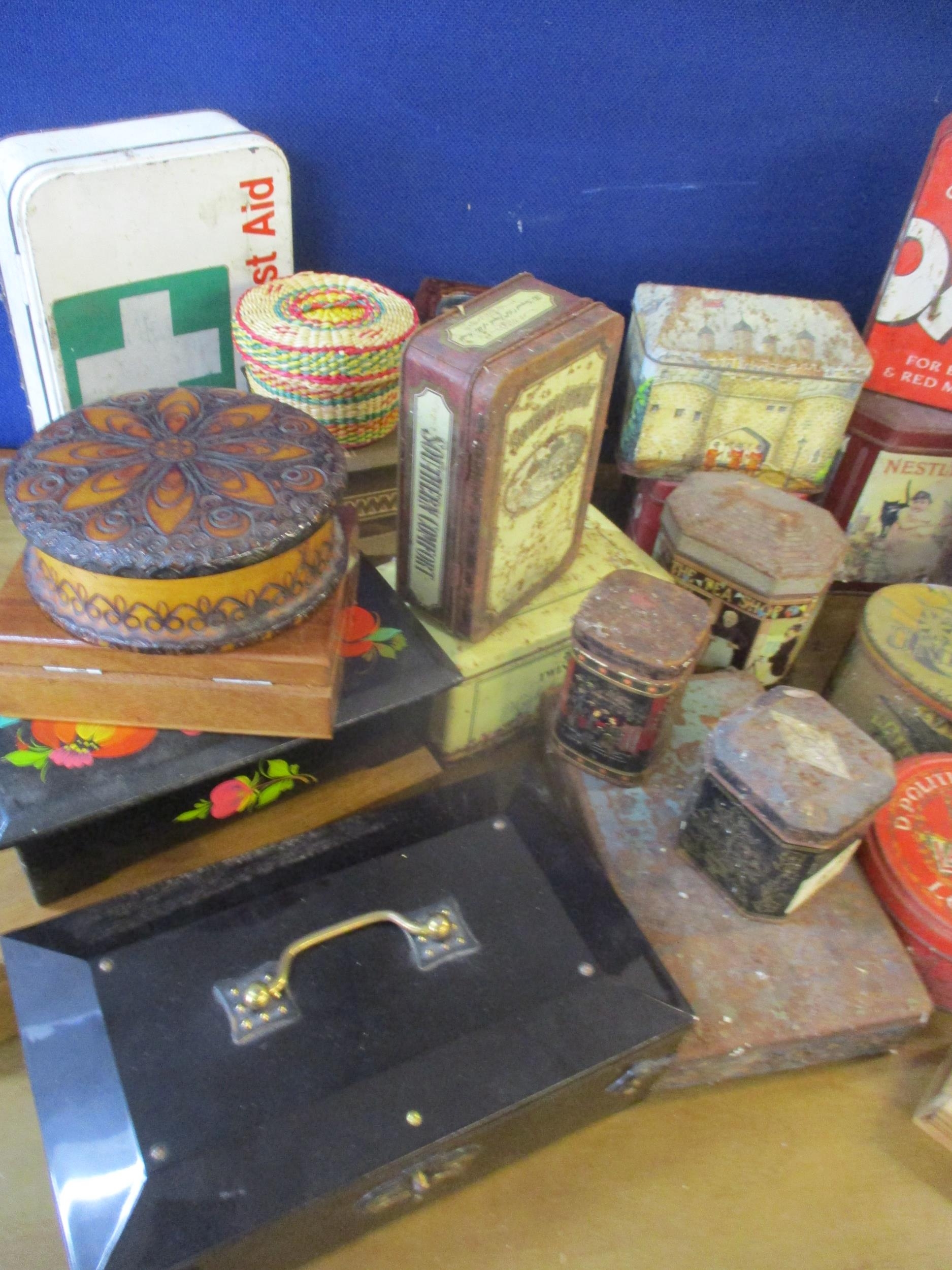 Vintage tins and decorative boxes together with vintage bottles Location: SR - Image 4 of 5