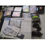 A mixed lot to include a Vtech I.T Unlimited Sega Mega Drive controllers and games and boxed