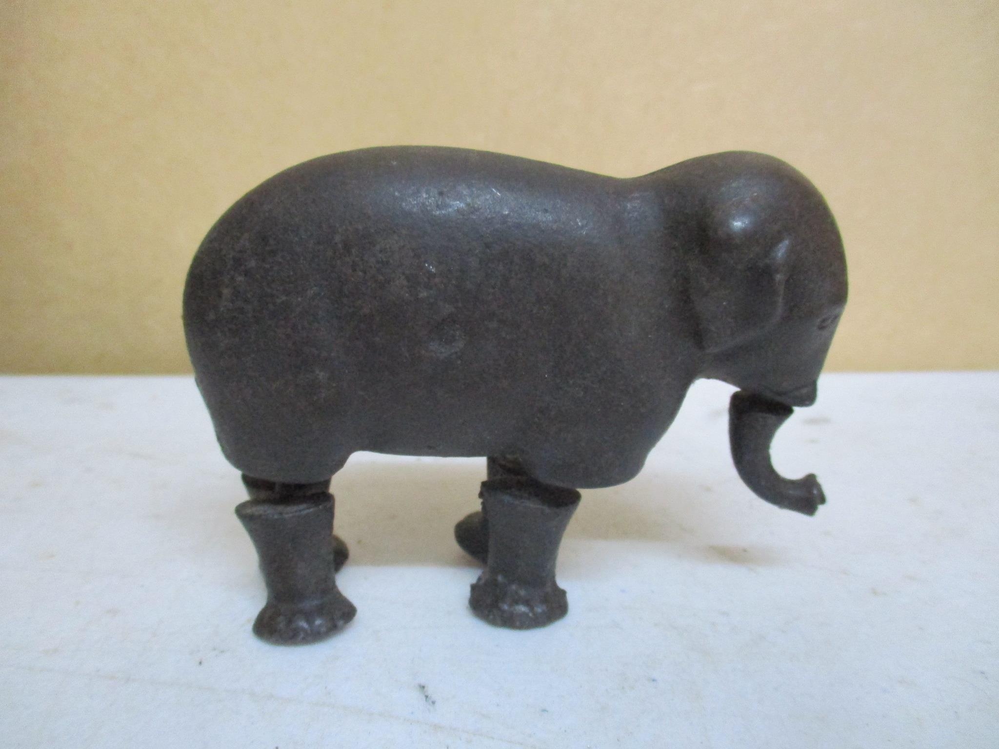 A Victorian IVE's cast iron ramp walking toy elephant, stamp marked patent 1873, made by the Ives - Image 2 of 4