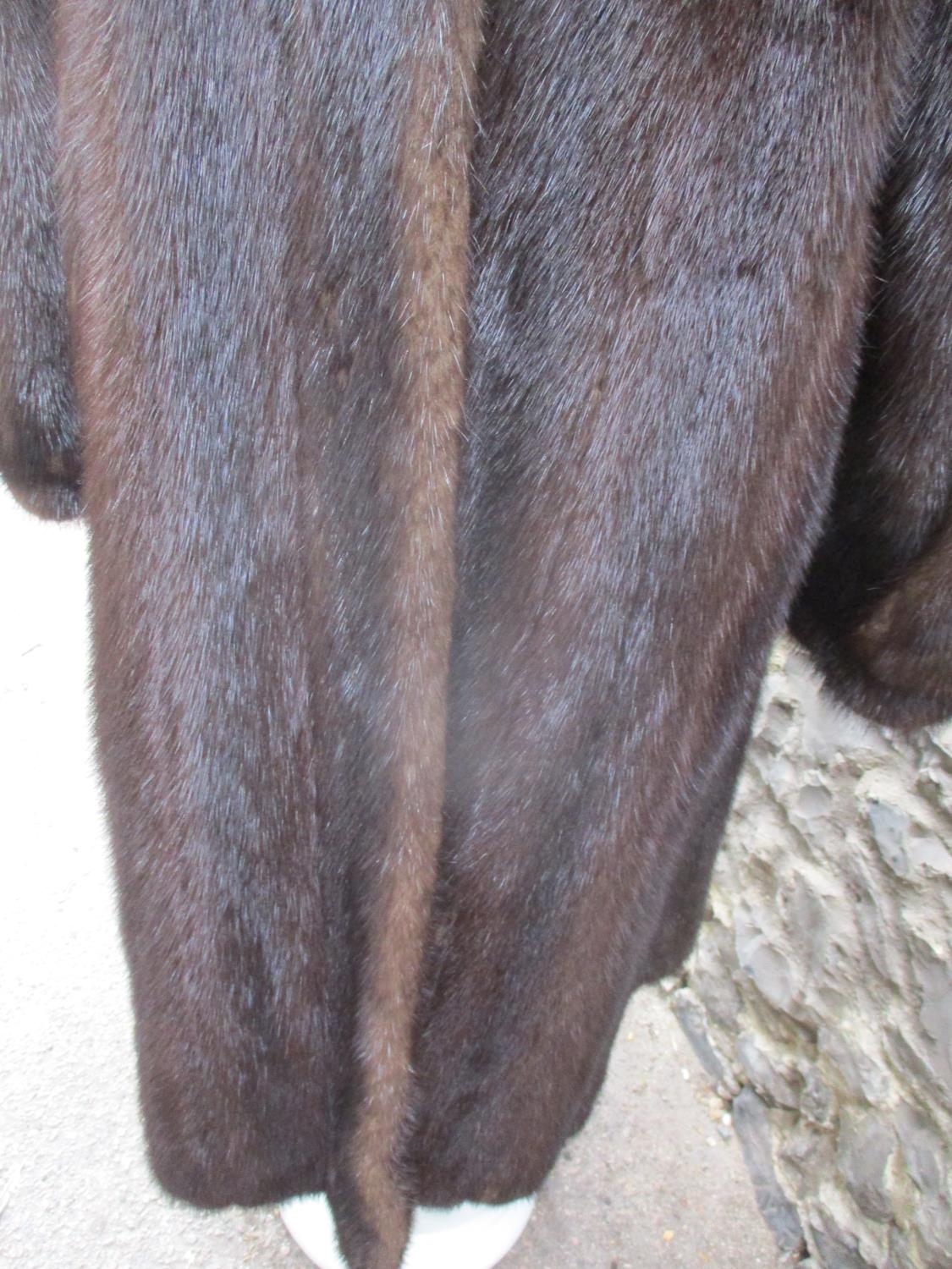 A vintage full length brown mink coat having a shawl collar, 38/40" chest x 47" long Condition: - Image 7 of 8