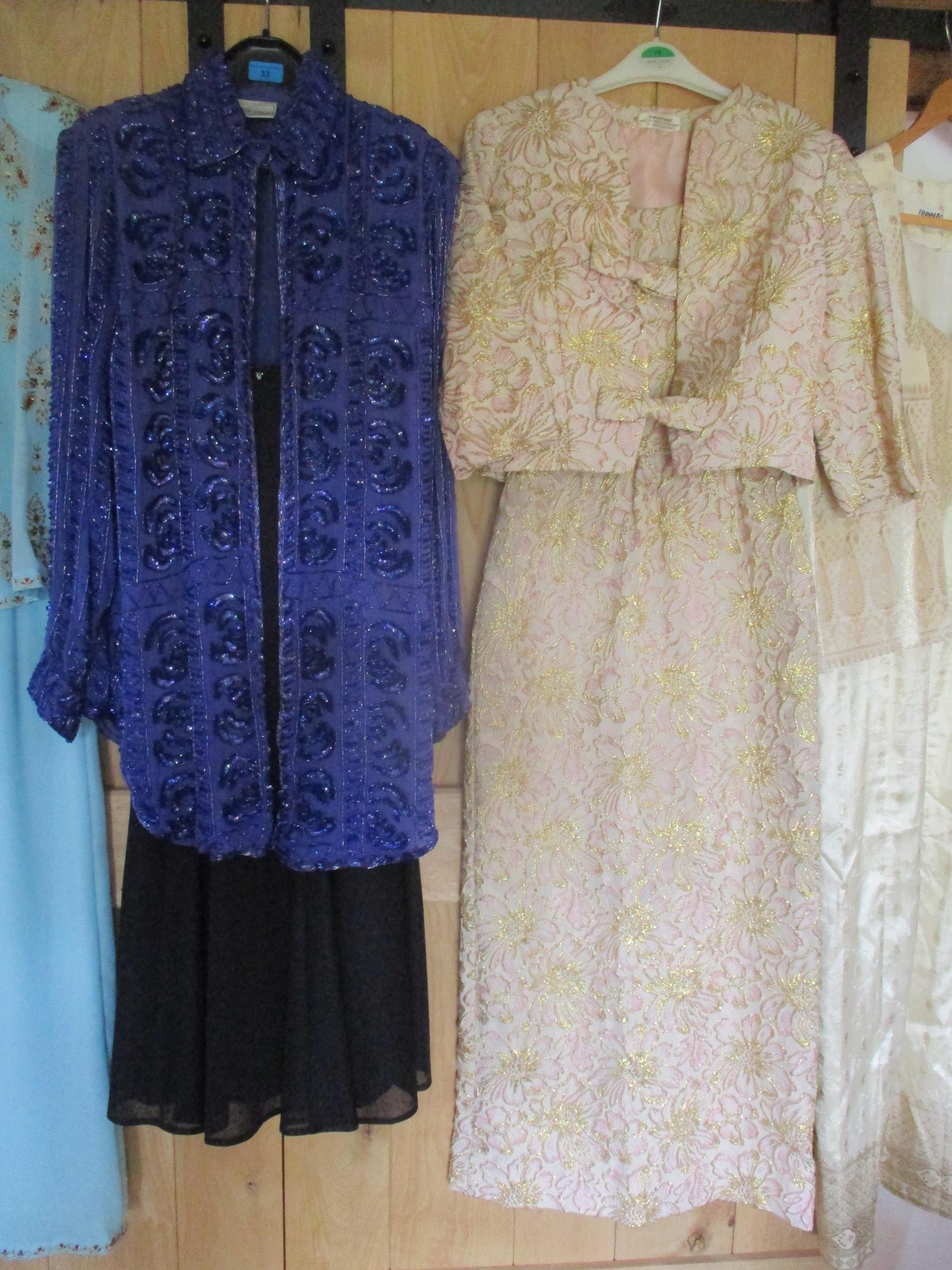 A quantity of 1970's - 1990's ladies beaded and bejewelled two-piece evening gowns with jackets to - Image 3 of 4