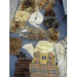 A quantity of vintage fur hats, stoles, partial fur clothing (parts used for projects) and
