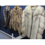 A Saga fox jacket with shawl collar, 32"Chest x 29"Long together with a multi fur retro jacket