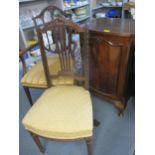 An early 20th century bow front mahogany cabinet on cabriole legs, 83 h x 52cm w and a mahogany