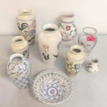A mixed lot of vases to include Poole pottery and Tiffany Tulips by Tiffany & Co