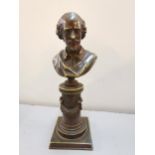 A signed bronze bust of Shakespeare, 16cm high Location: 6:2