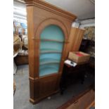A pine corner cupboard with built in LED light, 204 h x 94 w x 38cm d Location: G