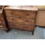 A Regency inlaid mahogany chest of drawers raised on splayed feet 90cm h x 91cm d x 45cm d Location: