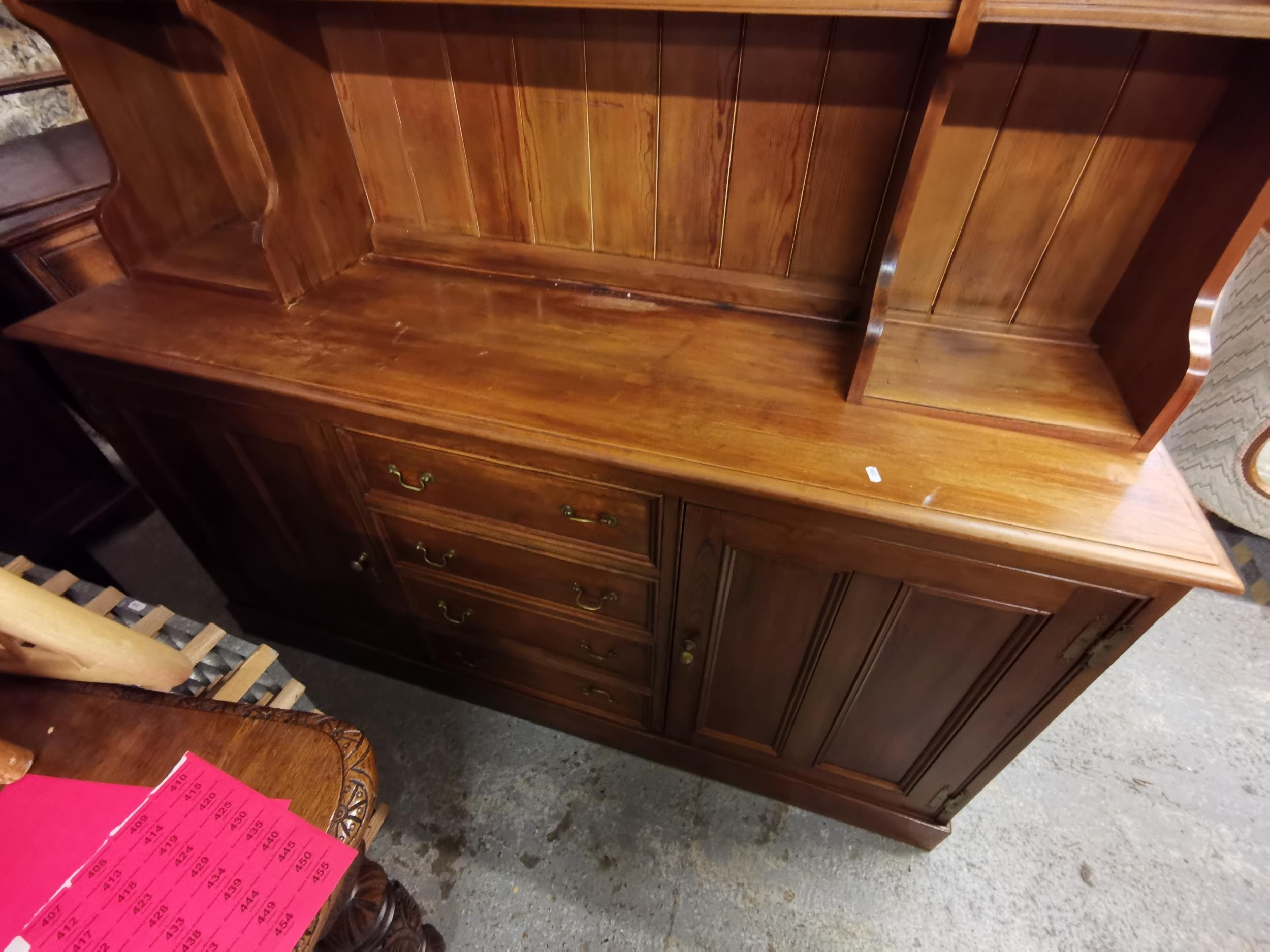 A stained pine dresser, 202 h x 170 w x 50cm d Location: G - Image 2 of 2