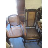 Three chairs to include a late 19th/early 20th century Carolean style armchair, elm seated spindle