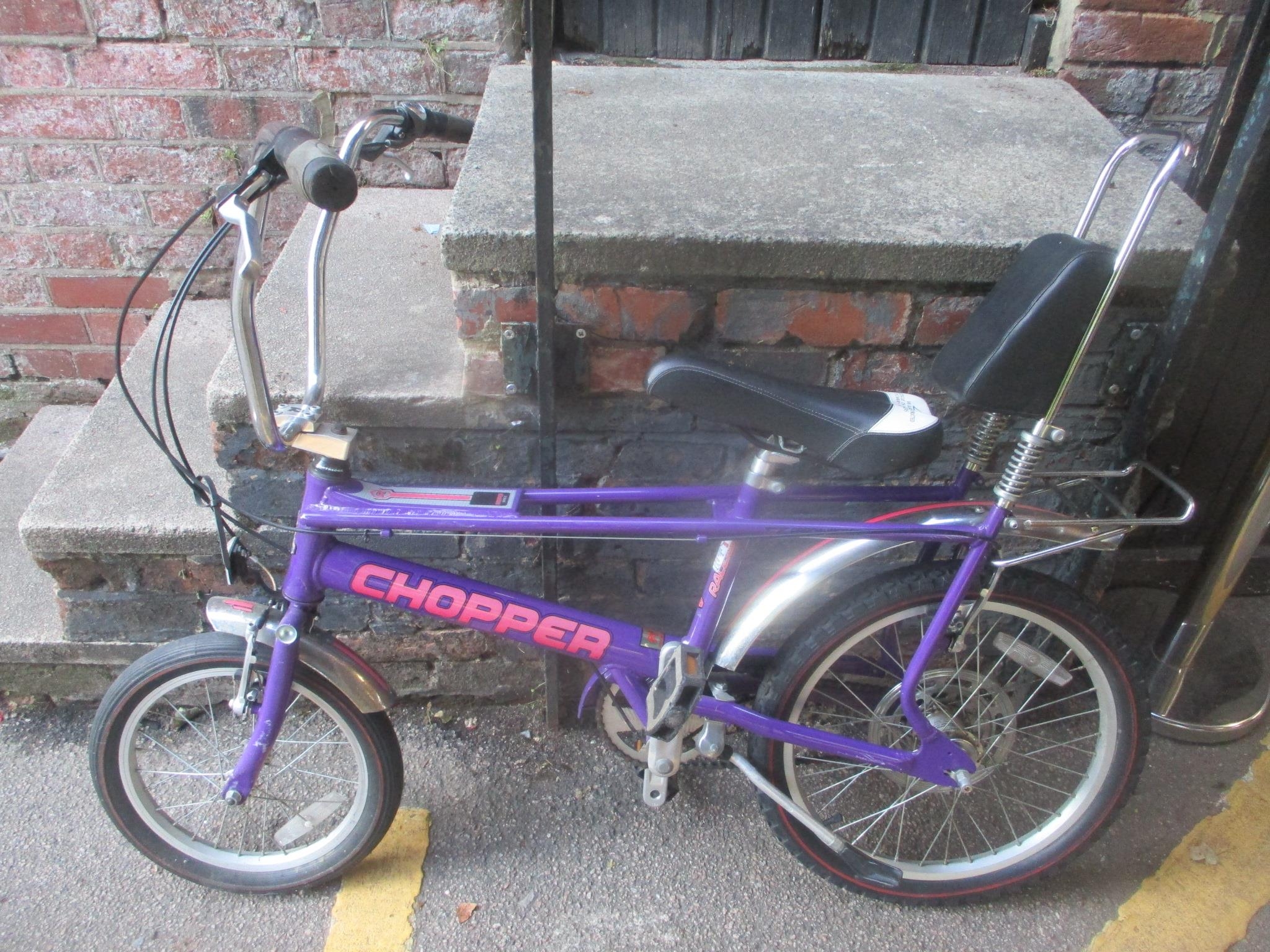 A Raleigh Chopper Mk 3 in purple