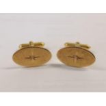 A pair of 14ct gold cuff links set with diamonds by Dolan Bullock, 11.1g Location: Cab