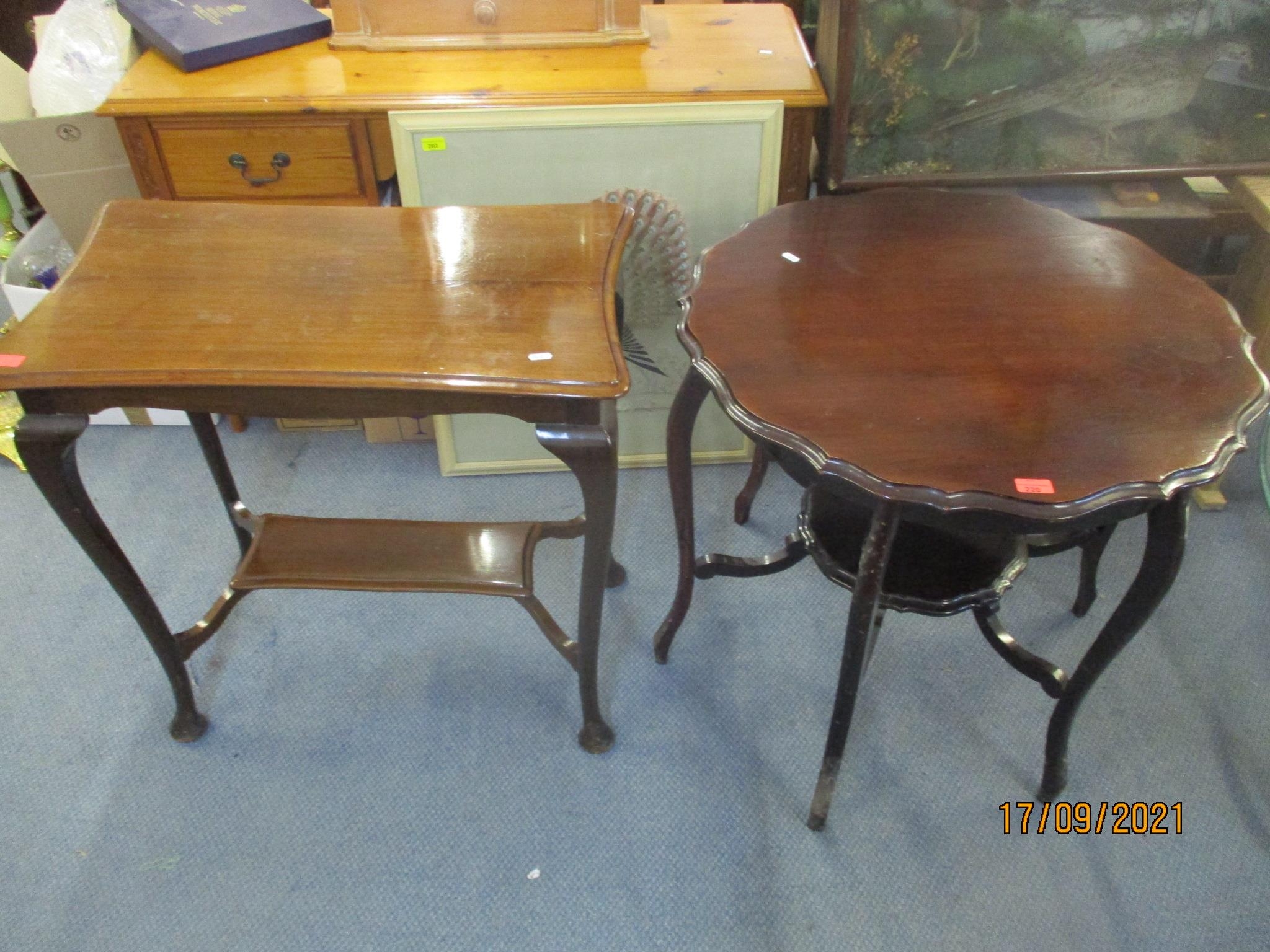 Two Edwardian mahogany two tier occasional tables