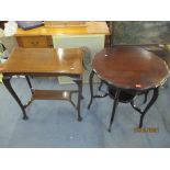 Two Edwardian mahogany two tier occasional tables