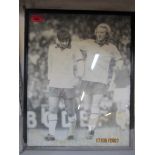 A framed and glazed photographic print of Dennis Law and George Best signed by both players with