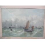 Portsmouth - a pastel depicting a seascape, signed to the lower right corner, 52cm x 35.5cm, framed